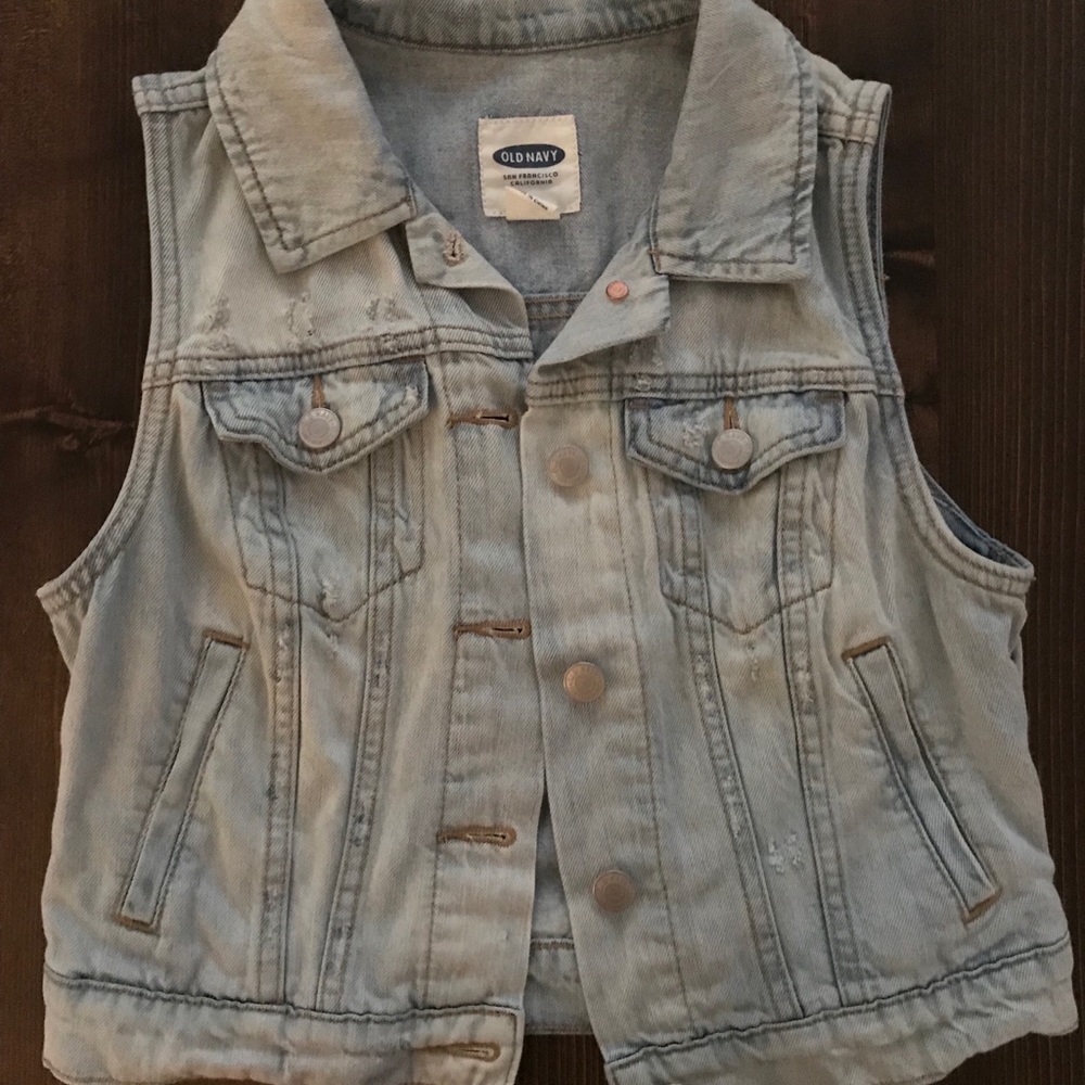 Old navy cropped distressed denim vest